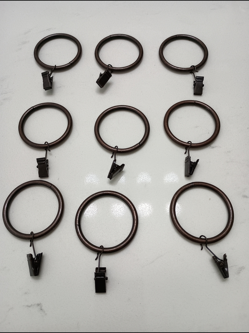Set Of 9 Drapery Clip Rings 1 1/2" Heavy Duty Bronze Home Decoration Curtains